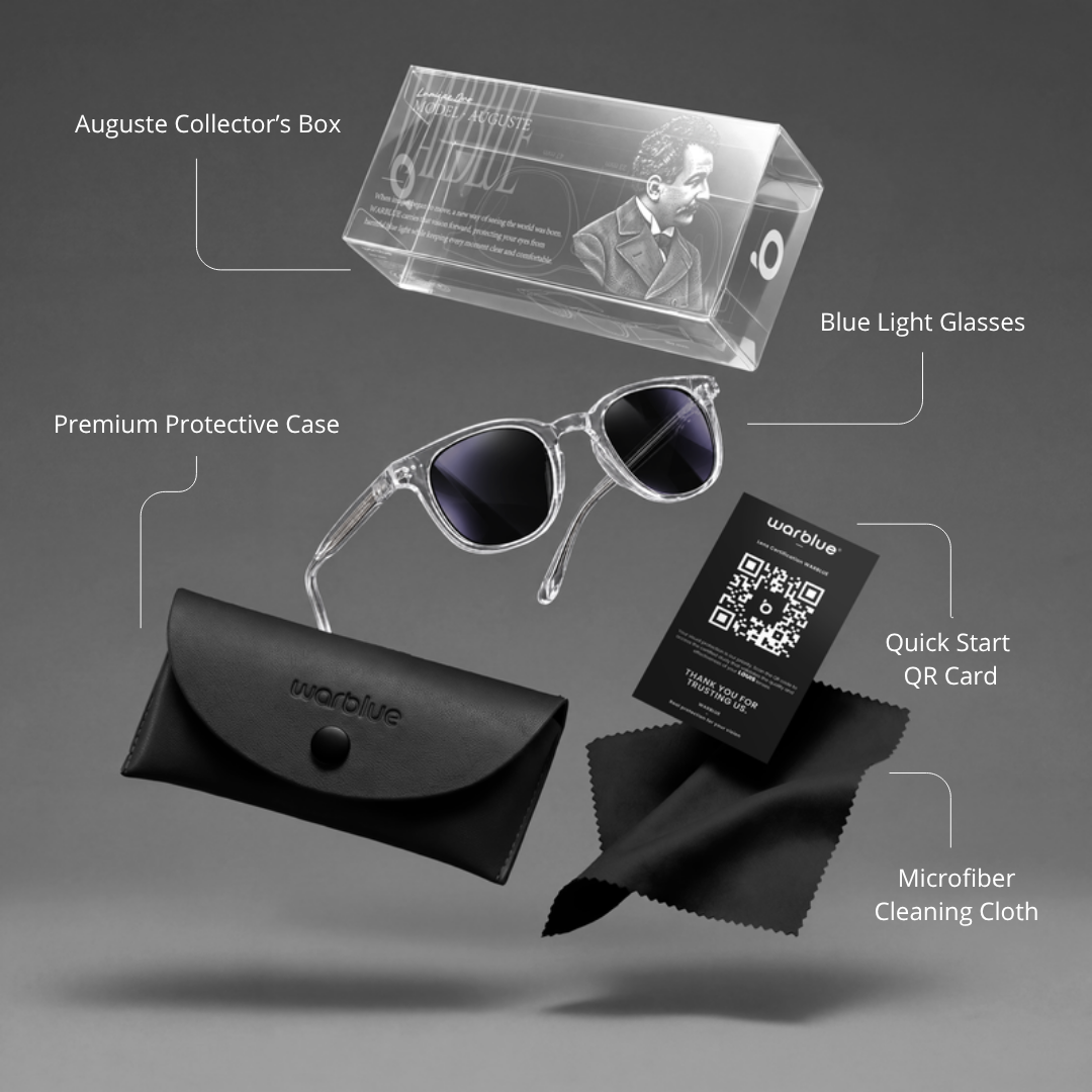 Auguste Sammlerbox mit Schutzetui, QR-Karte und Mikrofasertuch – Crystal-Rahmen